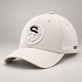 Beige Cotton Baseball Cap — three-quarter front view