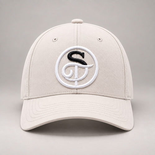 Beige Cotton Baseball Cap — front view