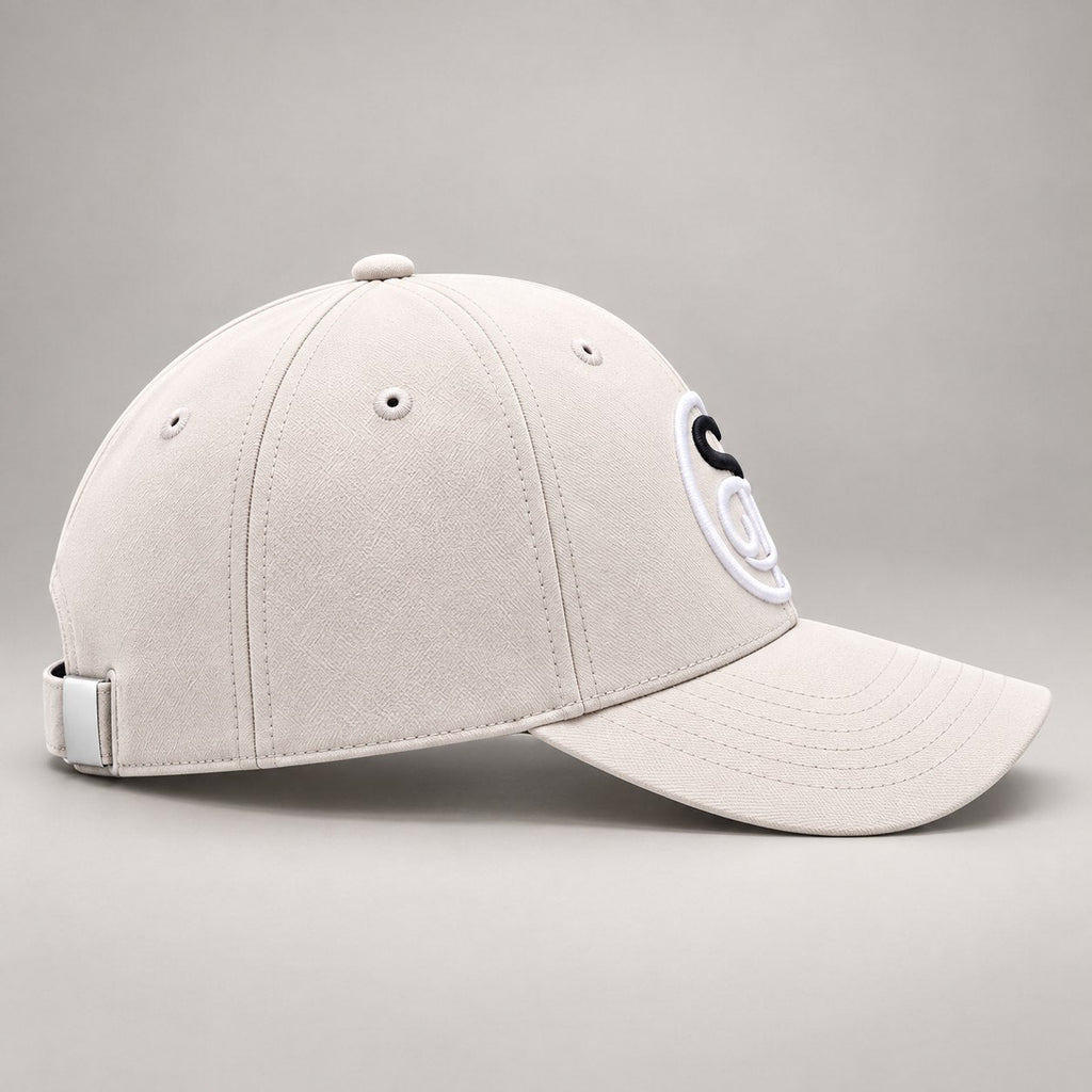 Beige Cotton Baseball Cap — opposite side view