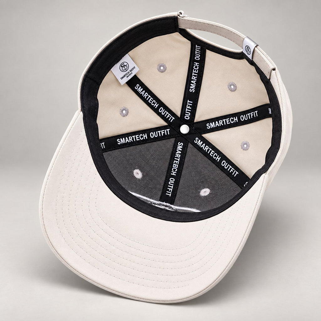 Beige Cotton Baseball Cap — interior and sweatband