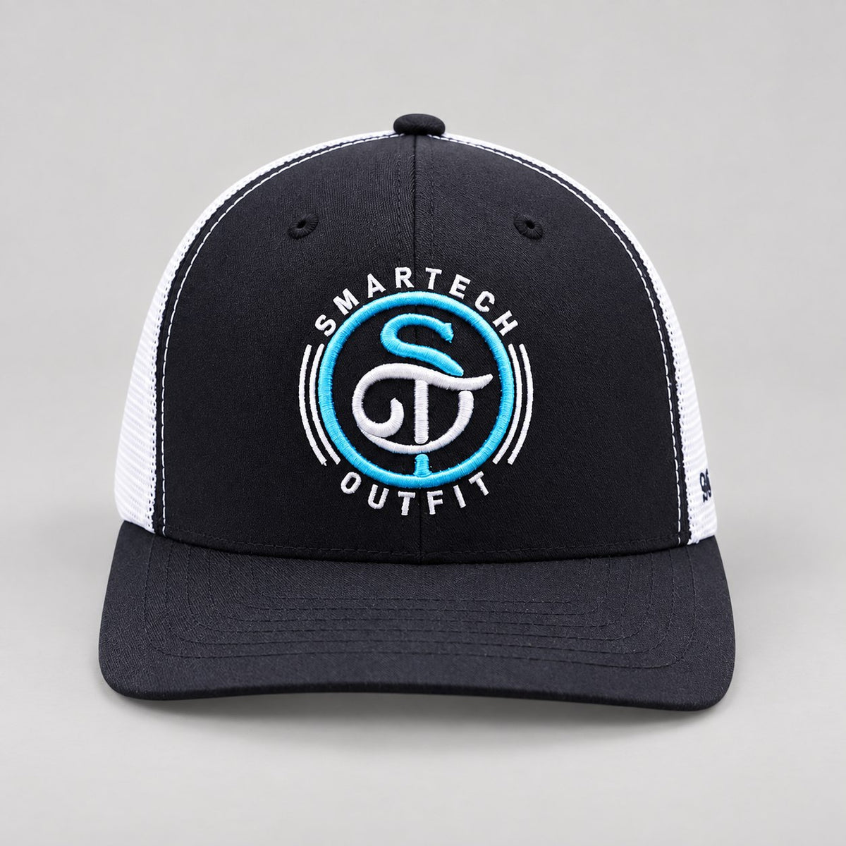 Black & White Classic Trucker Mesh Cap — front view
