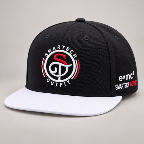 Black & White Snapback Cap — three-quarter front view