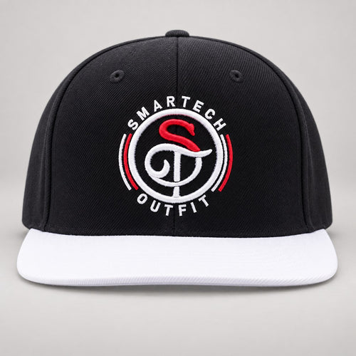 Black & White Snapback Cap — front view