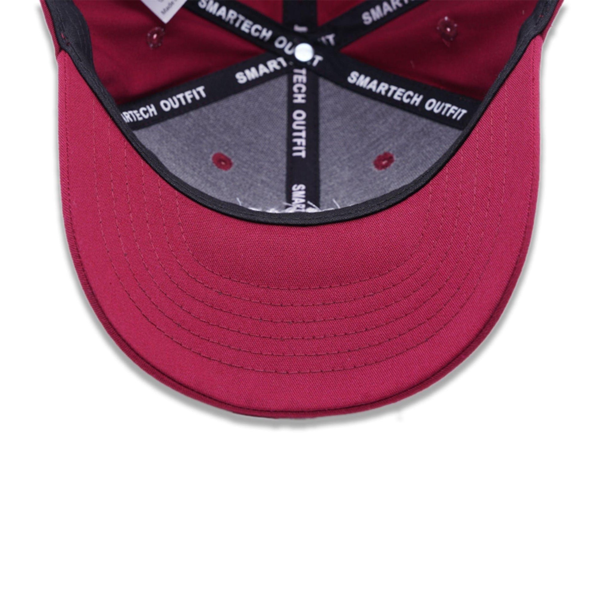 Low profile fitted burgundy baseball cap with a ponytail hole. Ideal for wholesale purchase. Stylish and functional