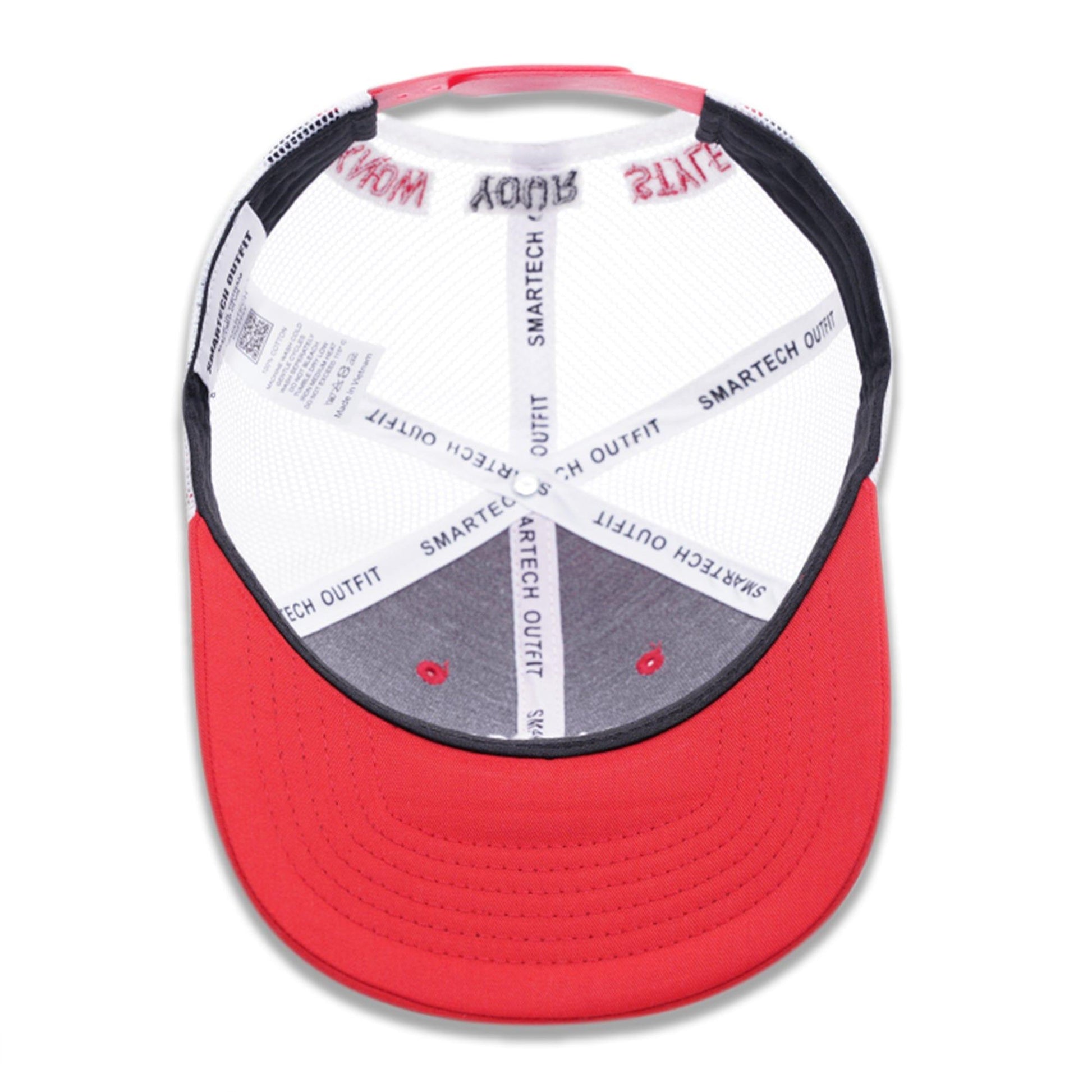 Red and white trucker mesh cap for men, stylish hat for truckers, breathable mesh hat for outdoor wear