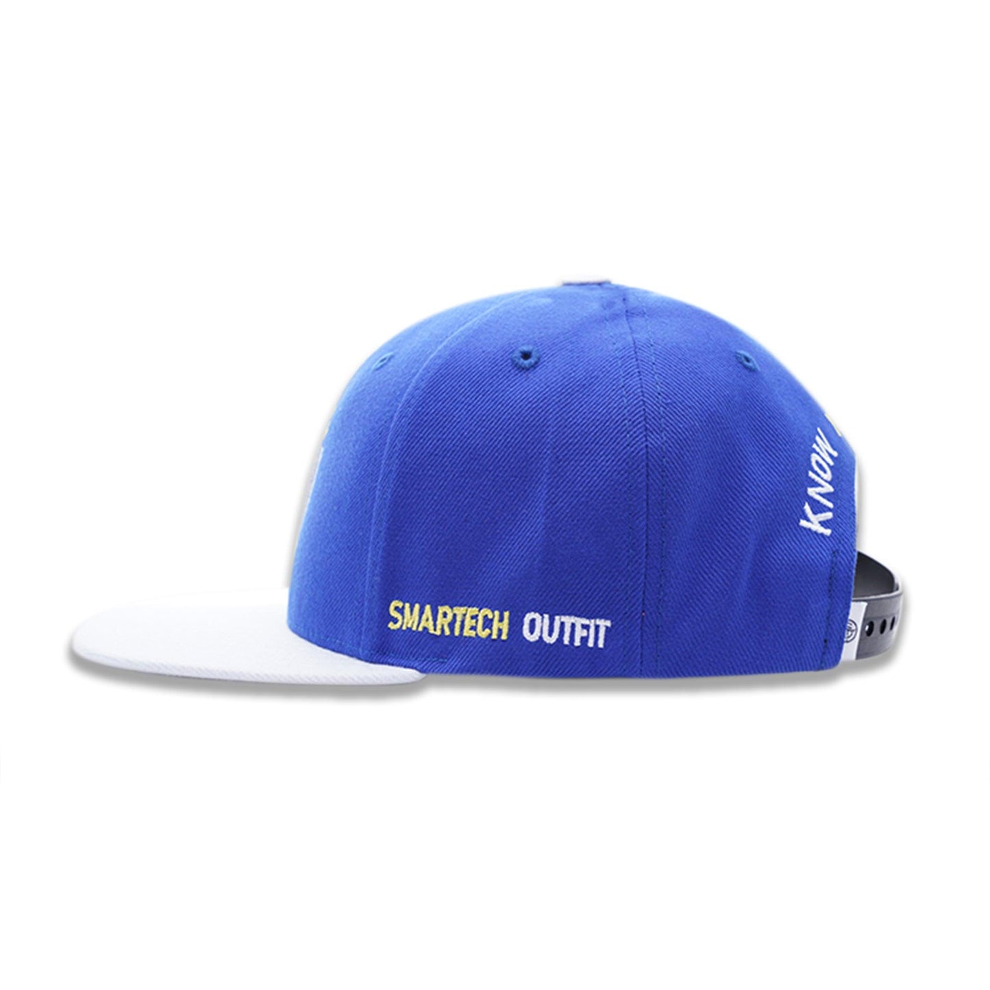 Cool royal blue and white snapback hat with adjustable strap, stylish and affordable. Cheap snapback hats.