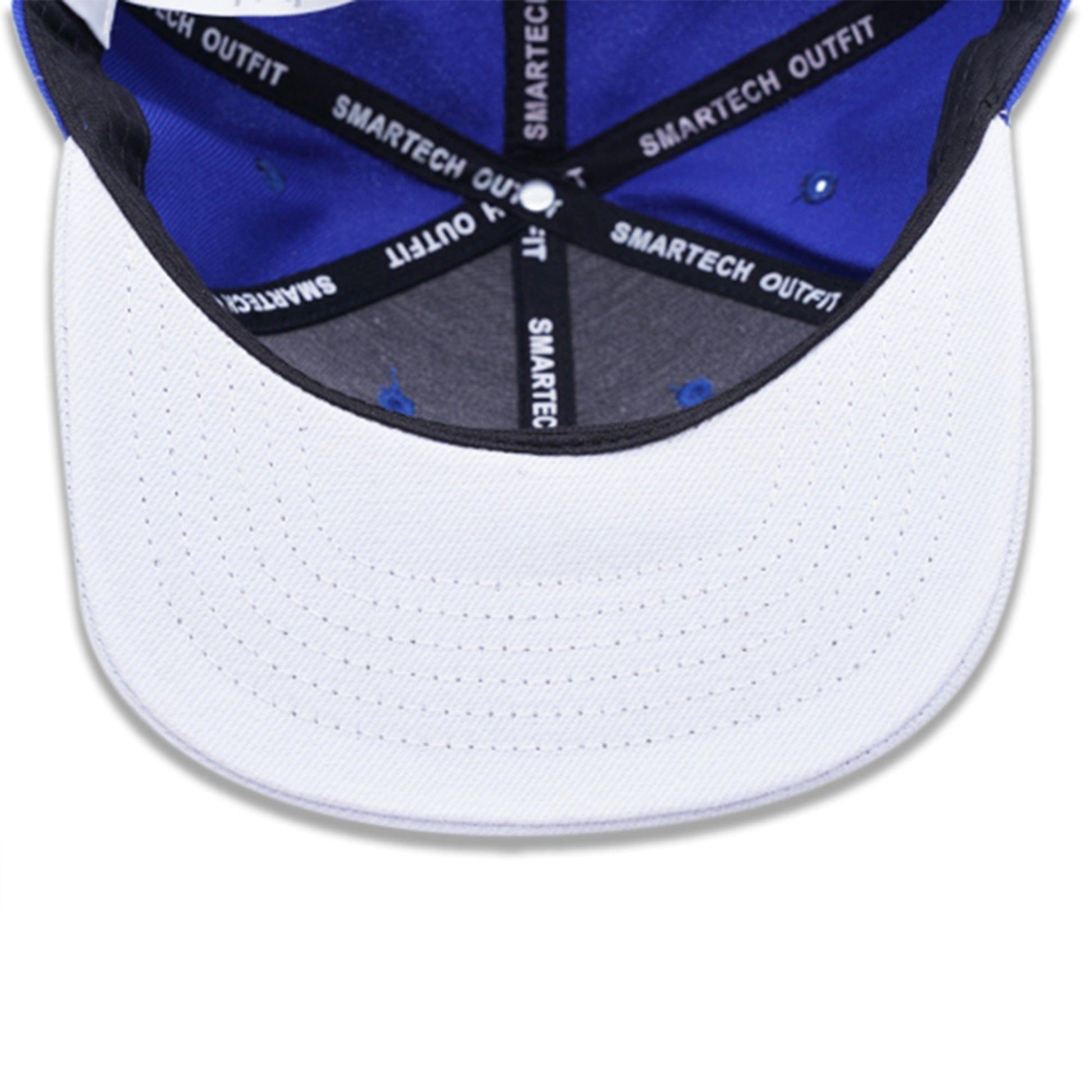 Cool royal blue and white snapback hat with adjustable strap, stylish and affordable. Cheap snapback hats.